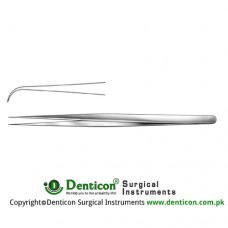 Vise Micro Jeweller Forcep Curved - With Plateau Stainless Steel, 13.5 cm - 5 1/4" Tip Size 0.3 mm